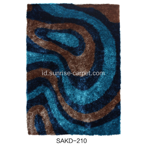 Polyester 1200D Silk Shaggy Karpet dengan Pola Fantastis